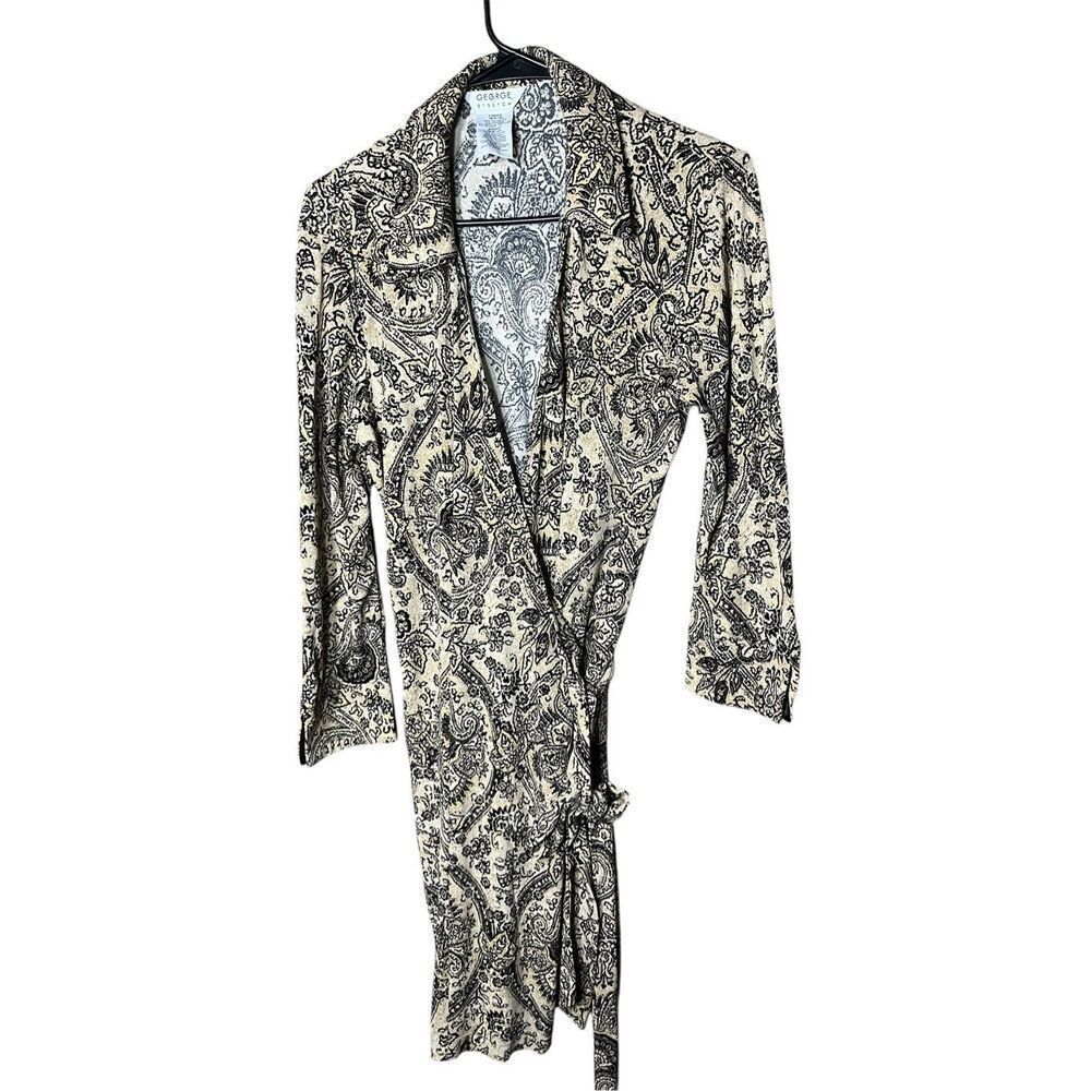 Vintage George Paisley Print Wrap Dress Size M 8/10